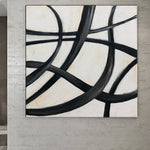 Arte de lienzo en blanco y negro original Arte de formas abstractas Pintura al óleo Pintura original moderna Arte moderno en blanco y negro | SERPENTINE LINES