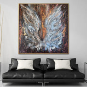 Pinturas de alas abstractas originales extragrandes sobre lienzo Arte del expresionismo moderno Pintura creativa texturizada | ANGEL WINGS