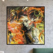 Pinturas abstractas coloridas originales de mujer sobre lienzo arte de pared acrílico Original arte moderno humano | FIERY SOUL