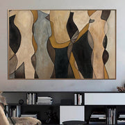 Pintura humana abstracta Arte de pared de oro Formas abstractas Arte Silueta moderna Obra de arte Arte contemporáneo Pintura de lujo | SOUL REFLECTION