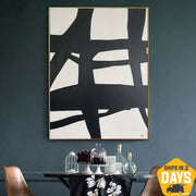 Grandes pinturas abstractas originales en blanco y negro sobre lienzo estilo moderno Franz Kline pintura texturizada arte pintado a mano | TOWER TOP 40"x30"