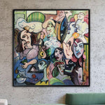 Pintura colorida abstracta Lienzo Figurativo Óleo Arte de pared Estilo Picasso Pintura Cubismo Arte de pared Obra vívida Pintura de arte callejero | PARALLEL WORLD