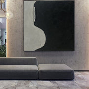 Pintura abstracta grande en blanco y negro sobre lienzo Pintura acrílica Arte de pared de sala de estar original Arte de pared de decoración de hogar moderno Arte contemporáneo | DARK WAVE
