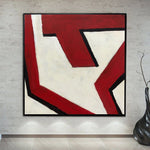 Grandes pinturas abstractas de líneas rojas sobre lienzo, regalo de 20 aniversario, arte minimalista, 40 x 40, arte de pared moderno, decoración de biblioteca, regalo de inauguración de la casa | CHAOTIC WAYS