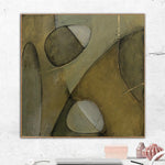 Gran pintura abstracta sobre lienzo, arte de pared marrón, arte personalizado en tamaño 32 x 32, obra de arte contemporánea, pintura de pantano para decoración de pared de habitación independiente | SWAMP LIFE