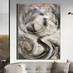 Pintura grande sobre lienzo de gran tamaño, pintura abstracta en blanco y negro, pintura de pared abstracta, decoración de pintura abstracta moderna | DESERT BLIZZARD