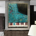 Arte de pared de gran tamaño, pintura abstracta de Piano, arte contemporáneo, pintura acrílica, arte de pared azul moderno, pintura de textura | MIRACLE SOUNDS