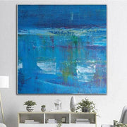 Pintura extra grande sobre lienzo Pintura abstracta azul moderna Pintura al óleo de pared | MARVELOUS POND