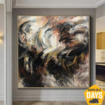 Pinceladas de pintura al óleo abstracta grande, arte de pared colorido, arte contemporáneo, pintura de expresionismo abstracto, arte de pared de lujo | MAGIC FEATHERS 60"x60"