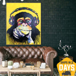 Pinturas de monos coloridos abstractos originales sobre lienzo Pintura de empaste con textura animal Pintura al óleo | YOUR VIBE 31.5"x25.6"