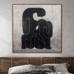 Pintura en blanco y negro creativa de gran tamaño Obra de arte humana abstracta moderna Arte de pared contemporáneo | LOVE FOREVER