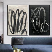 Gran pintura Original en blanco y negro pintura de pared abstracta conjunto de 2 pintura acrílica aceite Original arte de pared moderno contemporáneo | CHAOTIC ROUTES