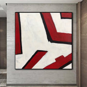 Pinturas de líneas rojas abstractas originales sobre lienzo Decoración creativa minimalista 46x46 Indie Room Housewarming Gift Wall Hanging Decor | INSPIRATIONAL WAYS