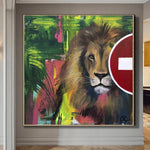 Grandes pinturas abstractas de león sobre lienzo Original verde acrílico bosque arte moderno arte fino textura de aceite arte de pared | LION'S DEN