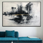 Pintura abstracta en blanco y negro Pintura de lujo Arte de pared grande Pintura única original Decoración de oficina Arte acrílico | LEISURE COLORS