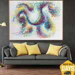 Pintura colorida original grande sobre lienzo Arte de pared de ondas abstractas Obra de arte de textura pesada Pintura moderna de empaste para sala de estar | DROP OF WATER 30"x40"