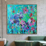 Grandes pinturas abstractas de flores coloridas sobre lienzo Arte floral original Arte contemporáneo Pintura texturizada moderna | FLORAL RESONANCE