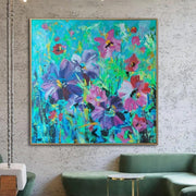 Grandes pinturas abstractas de flores coloridas sobre lienzo Arte floral original Arte contemporáneo Pintura texturizada moderna | FLORAL RESONANCE