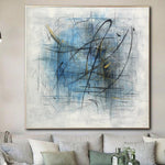 Pintura acrílica grande, pinturas abstractas azules sobre lienzo, arte de pared moderno, decoración de pared Original | WINTER PATTERN