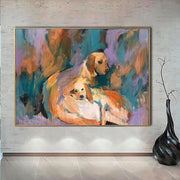 Pintura abstracta de Labrador, lienzo de arte de pared al óleo colorido, pintura abstracta de perro, arte de pared para mascotas, arte de Golden Retriever, arte texturizado | DOG FAMILY