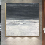 Pinturas calmantes abstractas minimalistas en blanco y negro abstractas en el arte de la pared de la lona | SNOW NIGHT