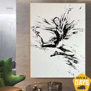 Pintura de bailarina original Pintura abstracta Bailarina de ballet Pintura de empaste Pintura de arte en blanco y negro Sala de estar | BALLERINA SOFIA 45.28"x33.46"
