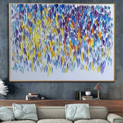Pinturas coloridas abstractas sobre lienzo Pintura al óleo original Impasto Arte de pared moderno Pintura con textura gruesa | RAIN IN SPRING