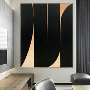 Pinturas al óleo negras abstractas originales sobre lienzo Bellas artes modernas Obra de arte beige Arte de pared contemporáneo Arte de textura | MIRROR ROAD