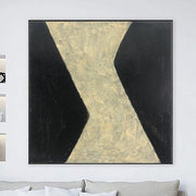 Lienzo de pintura abstracta en blanco y negro, obra de arte beige, arte de pared con textura pesada, arte moderno pintado a mano al óleo para decoración de sala de estar | RIVERSIDE