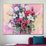 Pintura abstracta original grande de las flores en la lona Pintura texturizada floral colorida de la bella arte Pintura al óleo acrílica | FLORAL REFLECTION