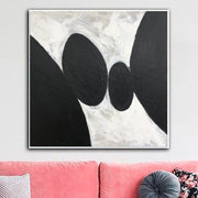 Lienzo de pintura en blanco y negro Piedras abstractas Arte de pared Arte personalizado 40x40 Arte Pintura minimalista para decoración creativa | ANCIENT STONES