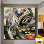 Grandes pinturas coloridas abstractas originales sobre lienzo acrílico arte al óleo decoración de pared moderna | THOUGHTS 46"x46"