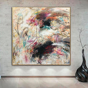 Pinturas coloridas abstractas grandes sobre lienzo Pintura acrílica Arte de pared beige moderno Pintura al óleo expresionista | BEIGE MIX
