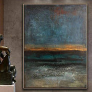 Abstract Art Original Painting Sunset Horizon | STORMY OCEAN - Trend Gallery Art | Original Abstract Paintings
