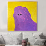 Pinturas de fantasmas coloridas abstractas sobre lienzo en colores púrpura y amarillo Decoración de pared de arte minimalista con textura moderna | PURPLE GHOST