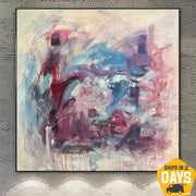 Pintura acrílica de colores grandes sobre lienzo, pintura al óleo Original de bellas artes, arte de pared abstracto, ilustraciones modernas | ETUDE OF SPRING 46"x46"