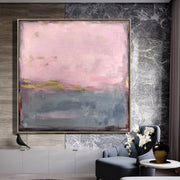 Pinturas abstractas de gran tamaño sobre lienzo, arte de pared rosa al óleo, arte de pared moderno de acrílico Original | CAMEO PINK NOISE