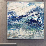 Pintura de olas del océano grande, lienzo de paisaje marino, pintura azul, arte de pared, lienzo abstracto, pintura de olas azules abstractas, decoración de pared | PUZZLE OF THE SEAS