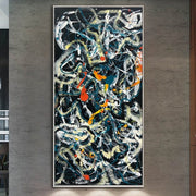 Original colorido pintura lienzo negro pared arte Jackson Pollock estilo pintura Comisión arte pesado textura arte contemporáneo | WIRING WIND