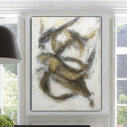 Extra grande oro pared arte blanco pintura abstracta marco ilustraciones lienzo pintura lienzo sala de estar arte Xl pared arte moderno arte lienzo | GOLDEN WEIGHTLESSNESS