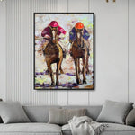 Impresión de arte acrílico de carreras de caballos Pintura de carreras de caballos Decoración de arte de pared Decoración de arte de jockeys para el hogar | JOCKEYS
