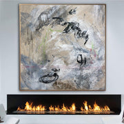 Grandes pinturas abstractas grises sobre lienzo pintura estética 40x40 arte expresionista pintura acrílica nuevo apartamento regalo arte minimalista | HAZY VISIONS