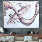 Pintura de onda abstracta sobre lienzo Arte de pared rosa Arte personalizado 30x40 Arte Impasto Pintura al óleo Estética Arte de pared sobre la decoración de la cama | PINK SWIRL
