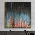 Pintura al óleo abstracta sobre lienzo Pintura de lienzo Pintura negra original Pintura de oficina | SANCTUARY
