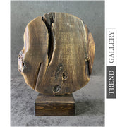 Abstract Round Wood Figurine Creative Treasurer Wood Statue Table Art Modern Original Desktop Art | THE MOON 14.5"x11.8" - Trend Gallery Art | Original Abstract Paintings