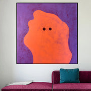 Pinturas coloridas abstractas sobre lienzo en colores púrpura y naranja Arte minimalista texturizado Fantasma Decoración de pared | RED GHOST