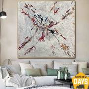 Grandes pinturas abstractas de color beige sobre lienzo, ilustraciones minimalistas, pintura al óleo texturizada, decoración de pared | FELICITY 50"x50"