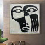 Pintura de cara abstracta Arte figurativo Arte abstracto en blanco y negro Pintura personalizada 32x32 Arte de pared Arte contemporáneo Decoración de dormitorio | OBLIVION