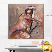 Pintura figurativa abstracta Grandes pinturas post expresionistas sobre lienzo Edgar Degas Arte de mujer Obra de arte sexy original | POSE 46"x46"