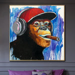 Mono grande con cigarro Pop Art pintura sobre lienzo 50x50 Impasto ilustraciones Animal lienzo arte mono pintura abstracta decoración de pared | MONKEY FUNKY
